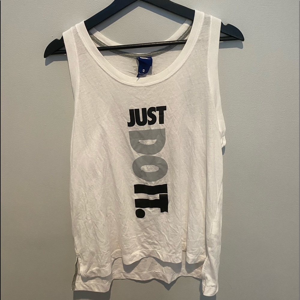 nike white “just do it” tank top